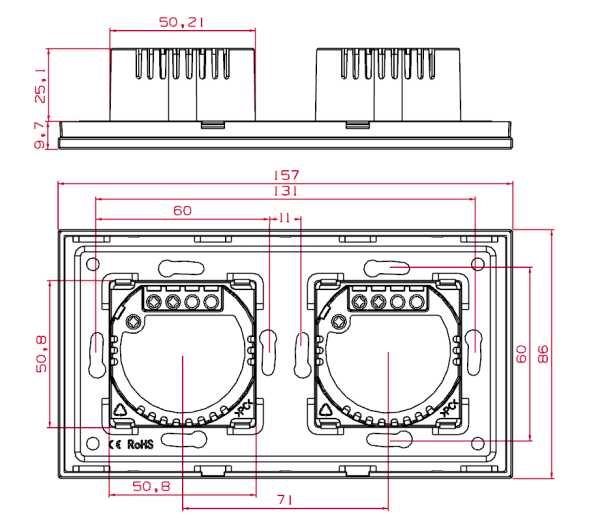Рамка на два поста из алюминия | 3 цвета