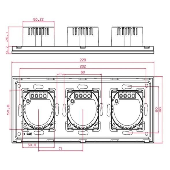 Рамка на три поста из алюминия | 3 цвета