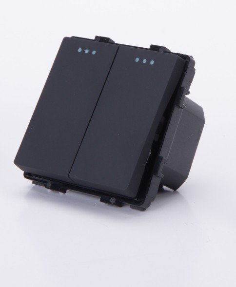 Двухклавишный модуль-выключатель. Черный