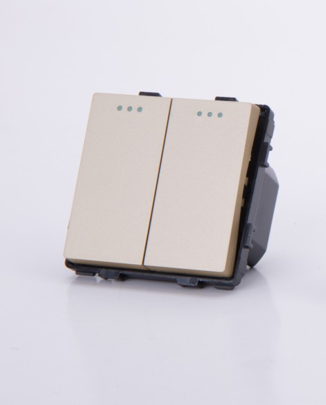 Двухклавишный модуль-выключатель. Золотой