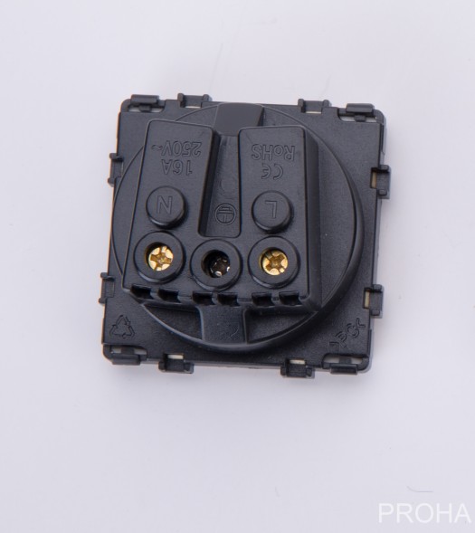 Модуль-розетка 220В. Со шторками и заземлением. Белый