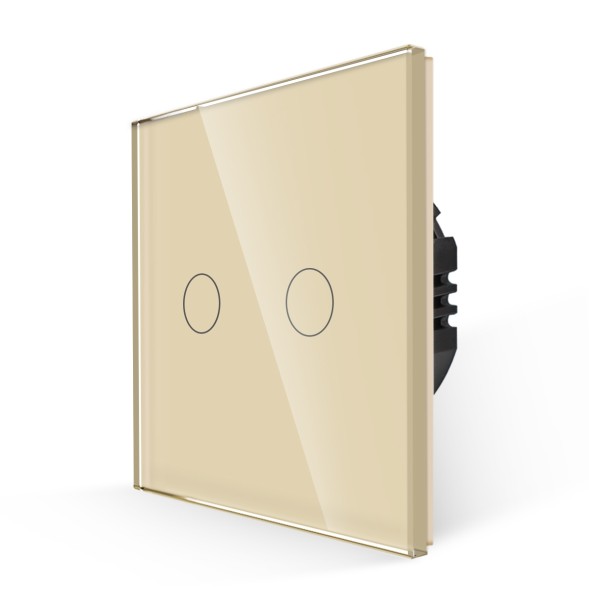 Выключатель сенсорный. Двухклавишный. Золотой. Стекло