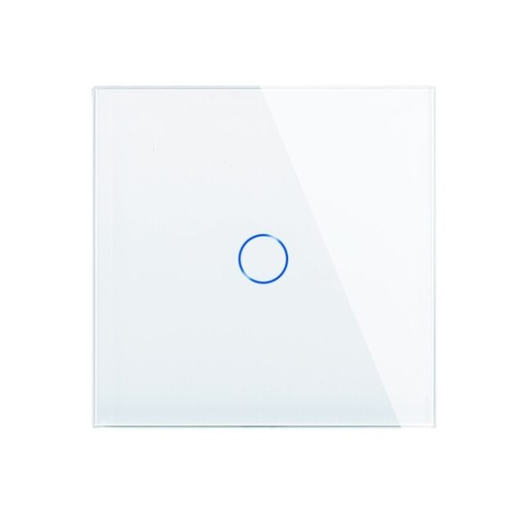 Выключатель проходной, сенсорный, одноклавишный. Белый. Стекло