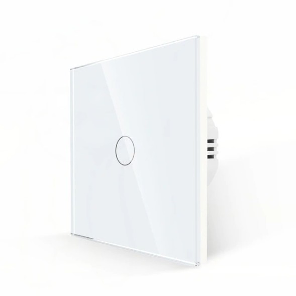 Выключатель проходной, сенсорный, одноклавишный. Белый. Стекло
