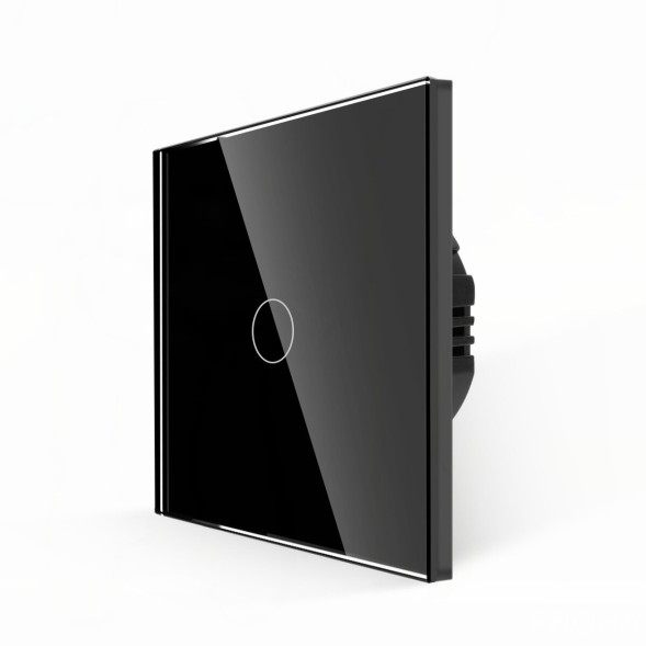 Выключатель проходной, сенсорный, одноклавишный. Черный. Стекло