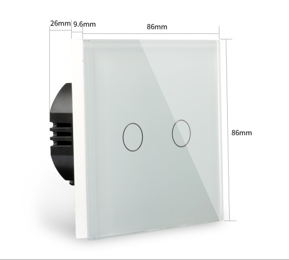 Выключатель проходной, сенсорный, одноклавишный. Черный. Стекло