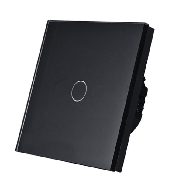 Выключатель проходной, сенсорный, одноклавишный. Черный. Стекло