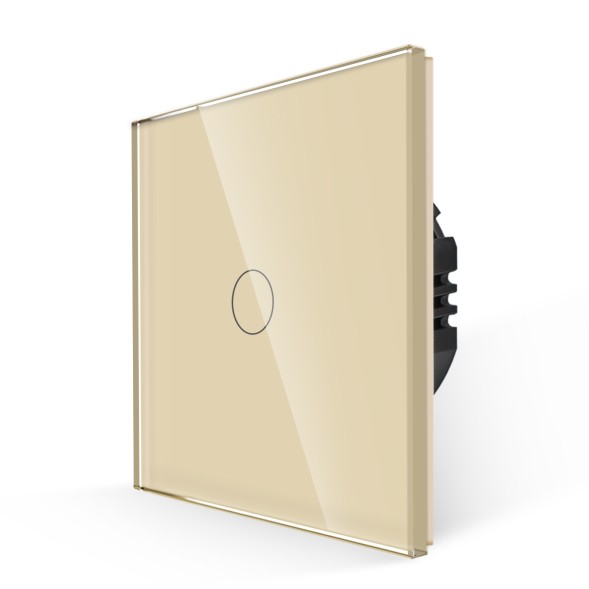 Выключатель проходной, сенсорный, одноклавишный. Золотой. Стекло