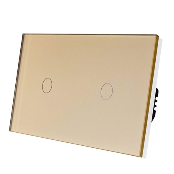 Сенсорный выключатель 1кл+1кл. Рамка стекло | 4 цвета