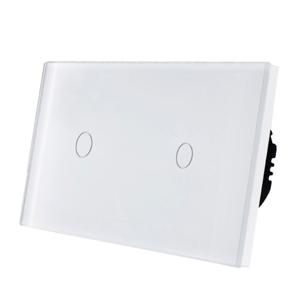 Сенсорный выключатель 1кл+1кл. Рамка стекло | 4 цвета