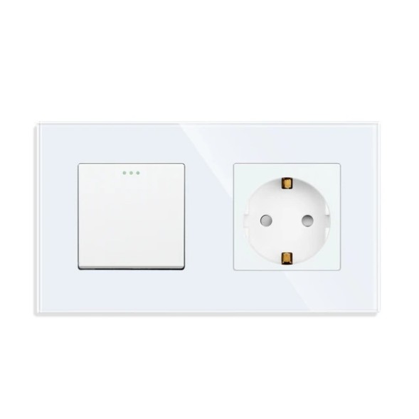 Проходной одноклавишный выключатель. Рамка стекло. | 4 цвета