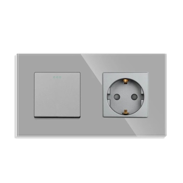 Проходной одноклавишный выключатель. Рамка стекло. | 4 цвета