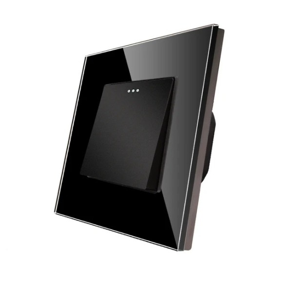 Проходной одноклавишный выключатель. Рамка стекло. | 4 цвета