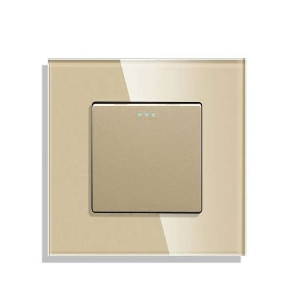 Проходной одноклавишный выключатель. Рамка стекло. | 4 цвета