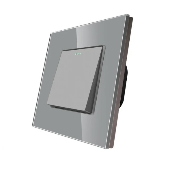 Переключатель одноклавишный. Рамка стекло. | 4 цвета