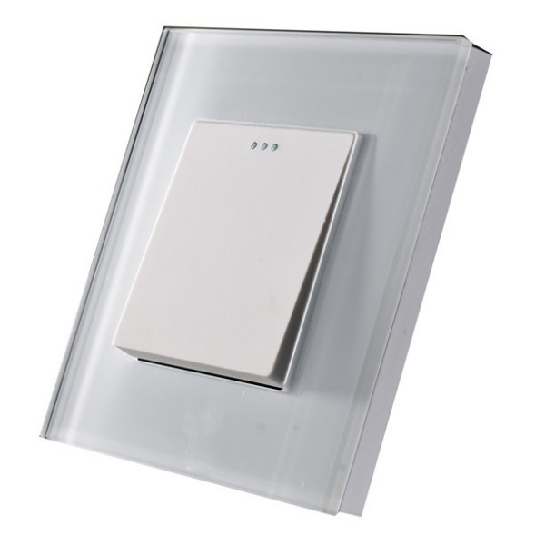 Переключатель одноклавишный. Рамка стекло. | 4 цвета