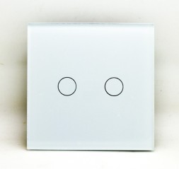 Выключатель сенсорный. Двухклавишный. Белый. Стекло