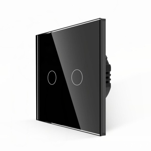 Выключатель сенсорный. Двухклавишный. Черный. Стекло
