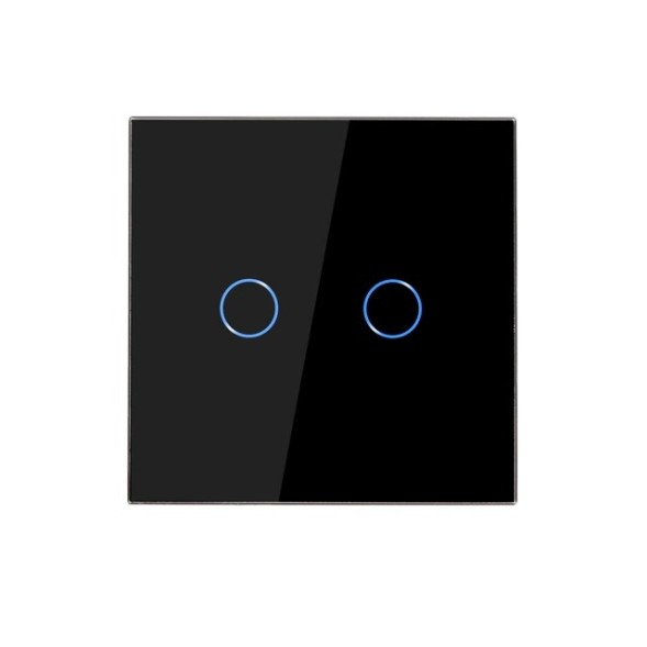 Выключатель сенсорный. Двухклавишный. Черный. Стекло