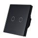 Выключатель сенсорный. Двухклавишный. Черный. Стекло