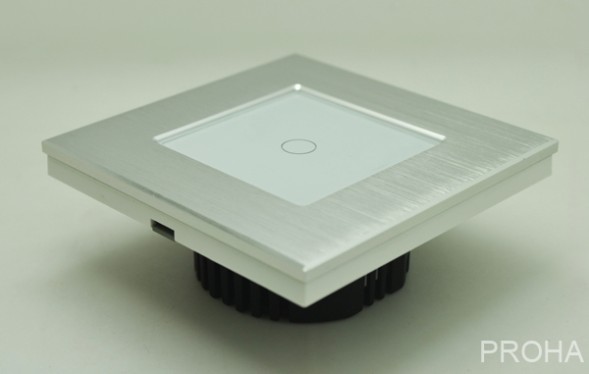 Выключатель сенсорный. Одноклавишный. Серый. Алюминий