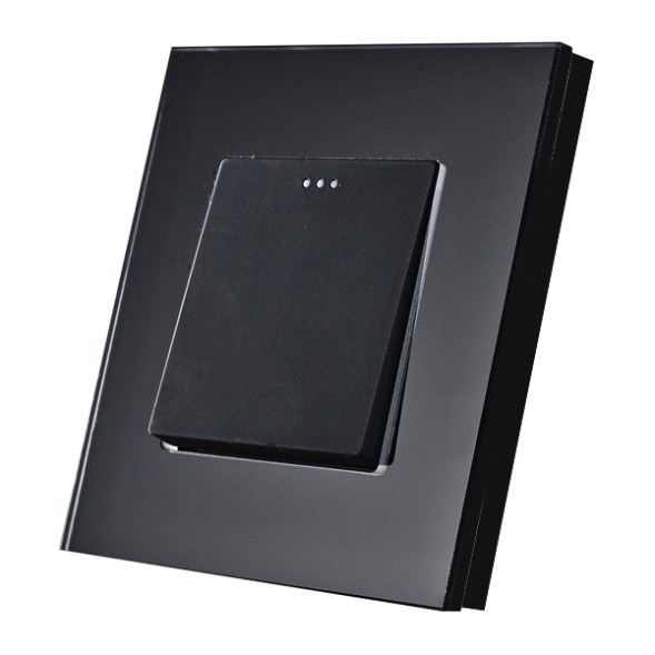 Одноклавишный выключатель. Рамка стекло. | 4 цвета