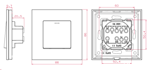 Дверной звонок. Белый. Стекло