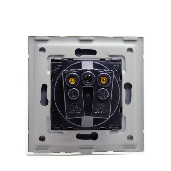 Розетка 220Вт, со шторками и заземлением. Белый. Стекло