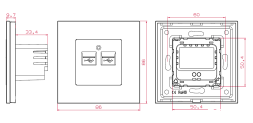 USB-розетка 5V/3,1А. (19Вт, быстрая зарядка). Белый. Стекло