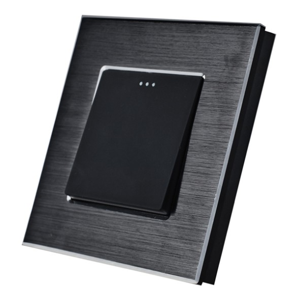 Одноклавишный выключатель. Рамка алюминий | 3 цвета