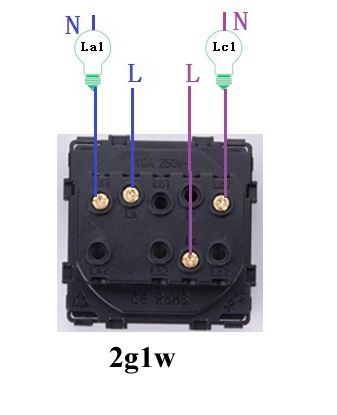 Двухклавишный выключатель. Золото. Алюминий