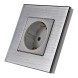 Розетка 220Вт, со шторками и заземлением. Серебристый. Алюминий